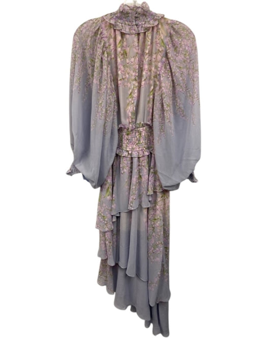 Elliatt Size S Blue, Purple, Green Polyester shirred detail Floral Midi Dress Blue, Purple, Green / S
