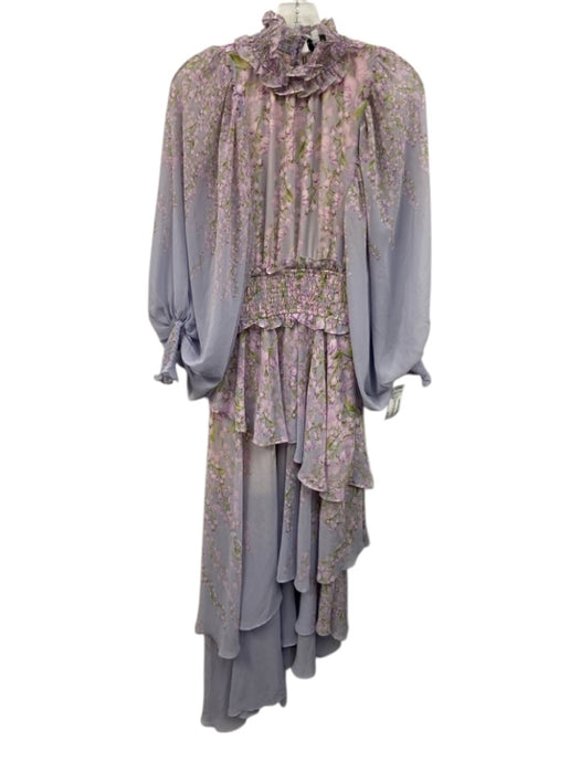 Elliatt Size S Blue, Purple, Green Polyester shirred detail Floral Midi Dress Blue, Purple, Green / S