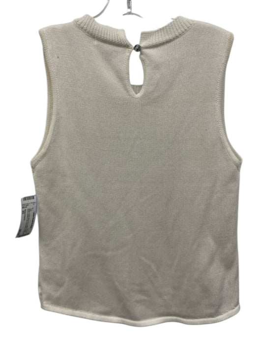 Melissa Nepton Size XS White Cotton Blend PU Leather Fabric Block Sleeveless Top White / XS
