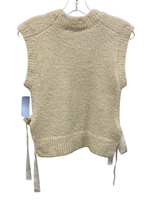 Cecilie Bahnsen Size S Cream & White Wool Blend Chenille Side Ties Sweater Cream & White / S