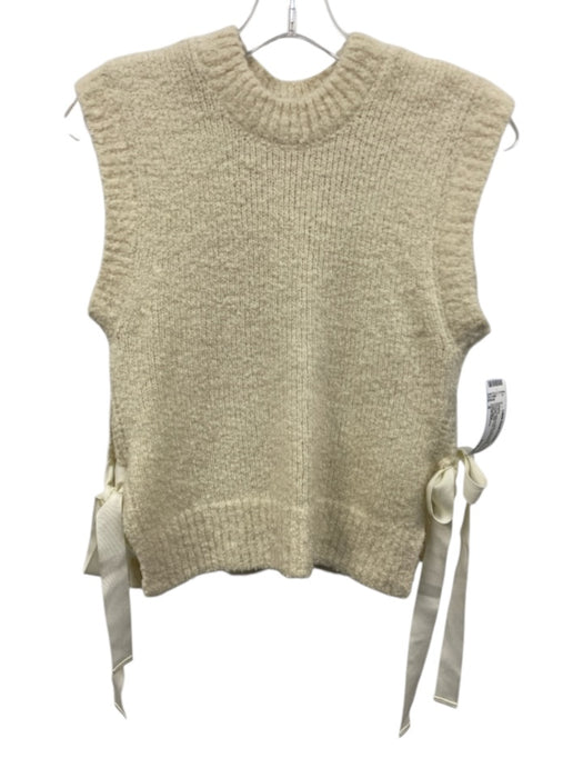 Cecilie Bahnsen Size S Cream & White Wool Blend Chenille Side Ties Sweater Cream & White / S