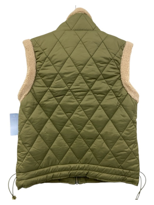 Melissa Nepton Size XS Olive Green & Cream Polyester Diamond Quilted Vest Olive Green & Cream / XS