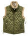 Melissa Nepton Size XS Olive Green & Cream Polyester Diamond Quilted Vest Olive Green & Cream / XS