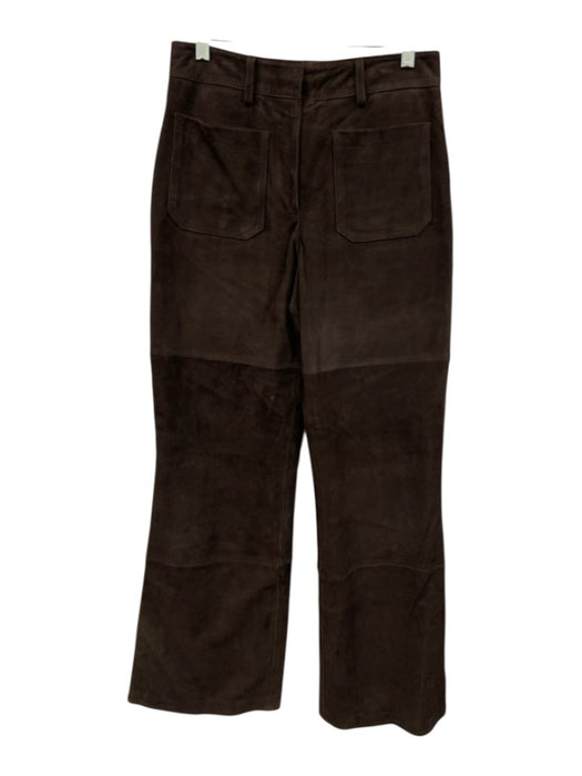 Reiss Size 2 Dark Brown Suede High Rise Patch Pocket Flare Pants Dark Brown / 2