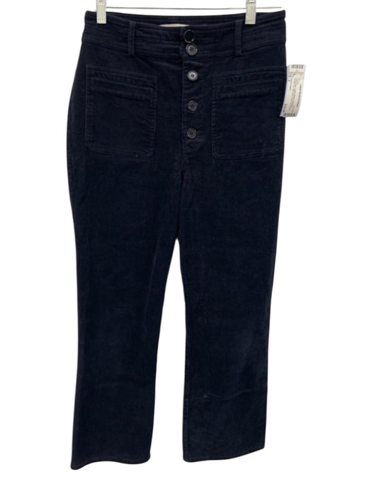 Apiece Apart Size 4 Navy Blue Cotton Blend Corduroy Button Fly High Rise Pants Navy Blue / 4