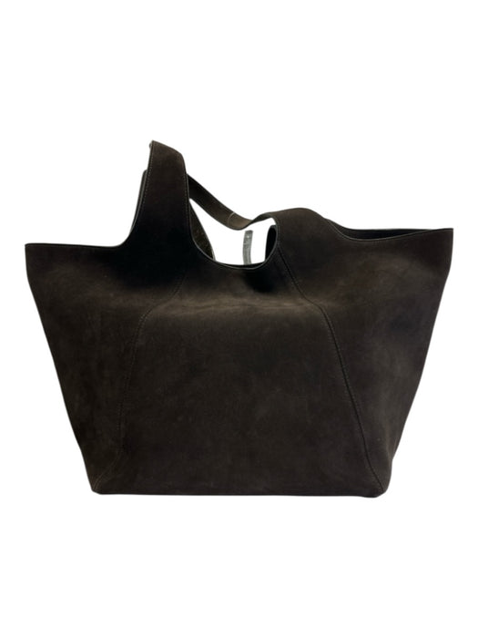 COS Dark Brown Suede Inner Pocket Top Handle Magnetic Close Tote Bag Dark Brown / Large