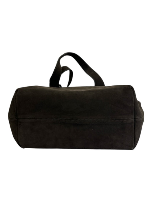 COS Dark Brown Suede Inner Pocket Top Handle Magnetic Close Tote Bag Dark Brown / Large