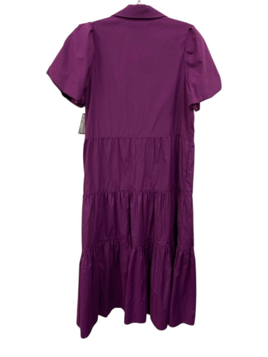 Brochu Walker Size Small Purple Polyester Short Puff Sleeve Button Front Dress Purple / Small