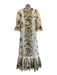 Zimmermann Size 1 Pink, Purple, Green Linen Short Puff Sleeve Floral Maxi Dress Pink, Purple, Green / 1