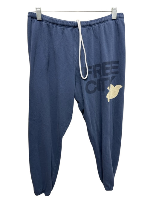 Free City Size L Slate Blue Cotton Elastic & Drawstring Waist Logo Sweat Pants Slate Blue / L