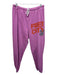 Free City Size L Lilac Purple Cotton Elastic & Drawstring Waist Logo Sweat Pants Lilac Purple / L