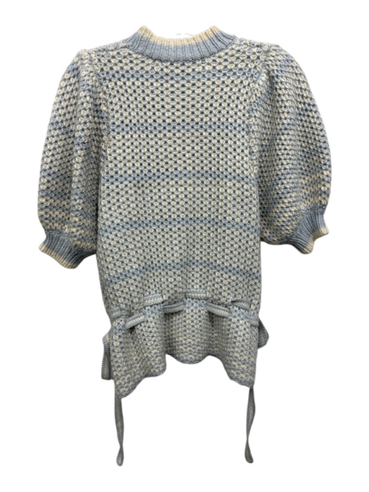 Anna Cate Size M Light Blue & Cream Acrylic Knit Striped Tie Side Sweater Light Blue & Cream / M