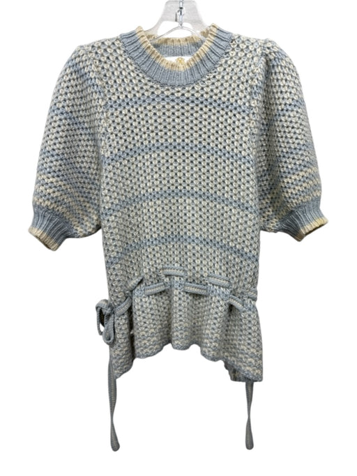 Anna Cate Size M Light Blue & Cream Acrylic Knit Striped Tie Side Sweater Light Blue & Cream / M