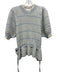 Anna Cate Size M Light Blue & Cream Acrylic Knit Striped Tie Side Sweater Light Blue & Cream / M