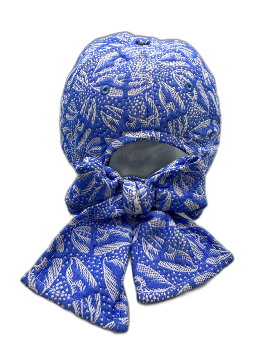Henrik Vibskov Blue & White Polyester Blend Lobster Claw Bow Detail Hat Blue & White / One Size