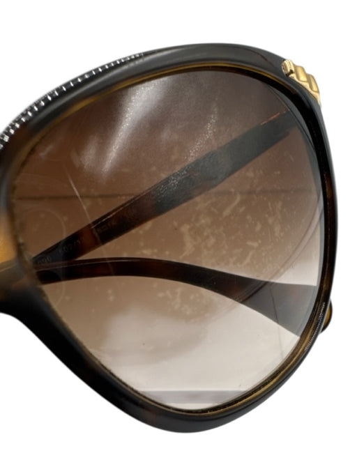 D&G Dolce & Gabbana Brown & Gold Tone Acetate Tortoiseshell Oversize Sunglasses Brown & Gold Tone