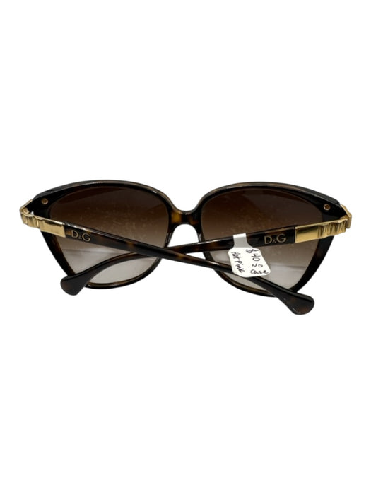 D&G Dolce & Gabbana Brown & Gold Tone Acetate Tortoiseshell Oversize Sunglasses Brown & Gold Tone
