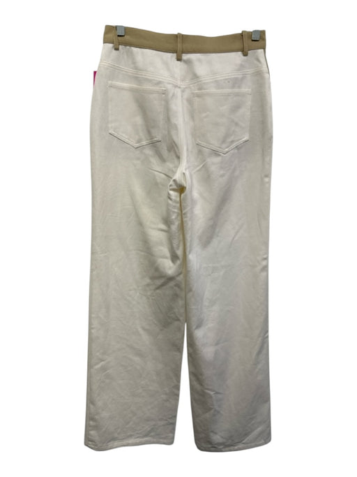 Karina Grimaldi Size M/XS Khaki Beige & White Cotton Denim Sleeveless Pant Set Khaki Beige & White / M/XS