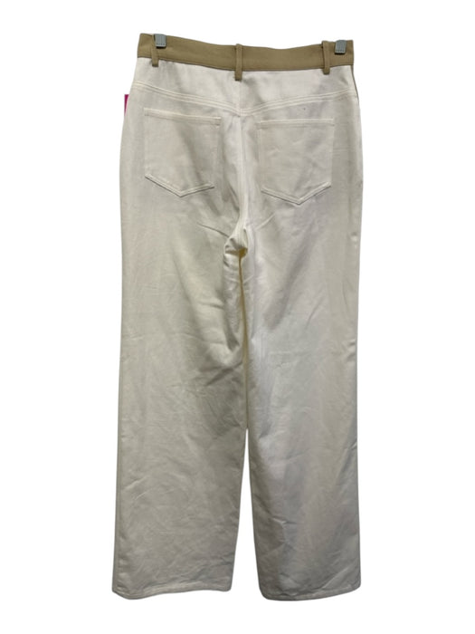 Karina Grimaldi Size M/XS Khaki Beige & White Cotton Denim Sleeveless Pant Set Khaki Beige & White / M/XS