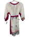 Greek Archaic Kori Size XS White, Pink, Green Linen Half Puff Sleeve Tunic Dress White, Pink, Green / XS
