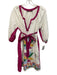 Greek Archaic Kori Size XS White, Pink, Green Linen Half Puff Sleeve Tunic Dress White, Pink, Green / XS