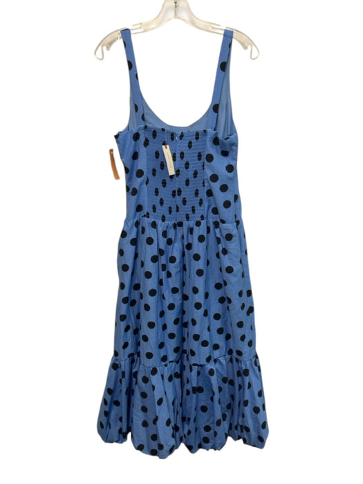 Maeve Size S Blue & Navy Cotton Blend Polka Dots Sleeveless Midi Dress Blue & Navy / S