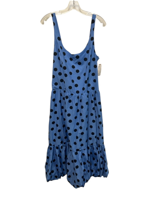 Maeve Size S Blue & Navy Cotton Blend Polka Dots Sleeveless Midi Dress Blue & Navy / S