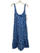 Maeve Size S Blue & Navy Cotton Blend Polka Dots Sleeveless Midi Dress Blue & Navy / S