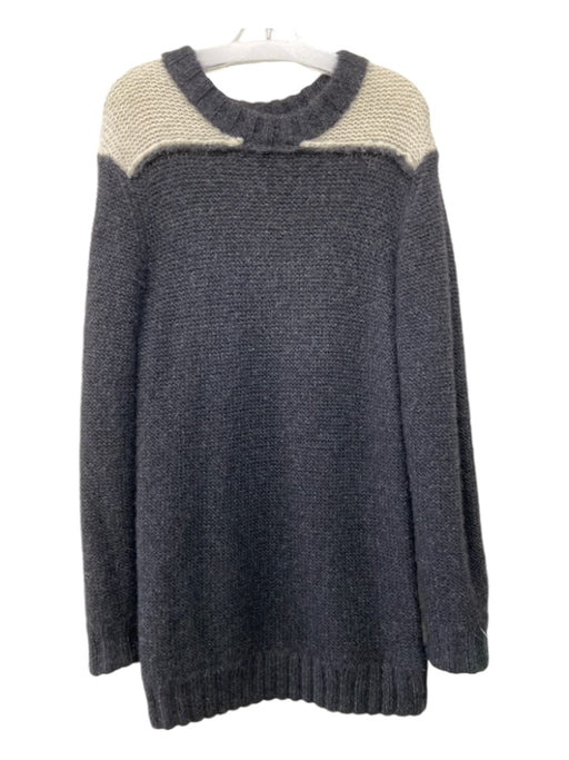 Kathryn McCarron Size L Dark Gray & White Alpaca Blend Colorblock Sweater Dark Gray & White / L