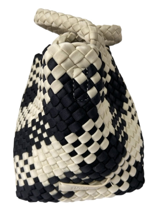 Naghedi Black & Cream Neoprene Woven Checkered Crossbody Open Top Bag Black & Cream / S