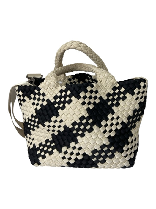 Naghedi Black & Cream Neoprene Woven Checkered Crossbody Open Top Bag Black & Cream / S