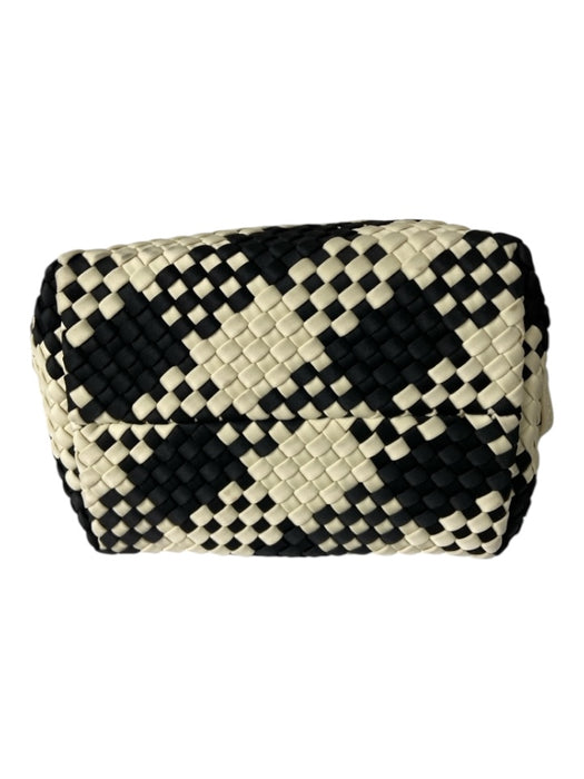 Naghedi Black & Cream Neoprene Woven Checkered Crossbody Open Top Bag Black & Cream / S