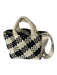 Naghedi Black & Cream Neoprene Woven Checkered Crossbody Open Top Bag Black & Cream / S