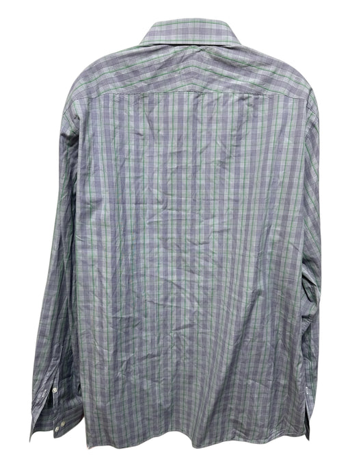 Ike Behar Size 17 Gray & Green Cotton Plaid Button up Men's Long Sleeve Shirt Gray & Green / 17