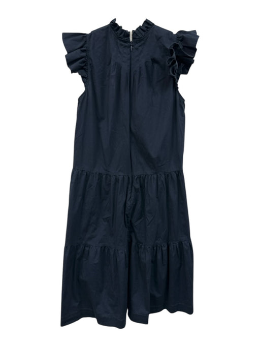 Sea New York Size 2 Navy Blue Cotton Ruffle Detail Cap Sleeve Tiered Dress Navy Blue / 2