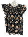 Ulla Johnson Size 2 Black, White, Peach Cotton Floral Ruffle Cap Sleeve Top Black, White, Peach / 2
