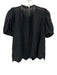 Ulla Johnson Size 4 Black Cotton Eyelet Scalloped Short Sleeve Embroidered Top Black / 4