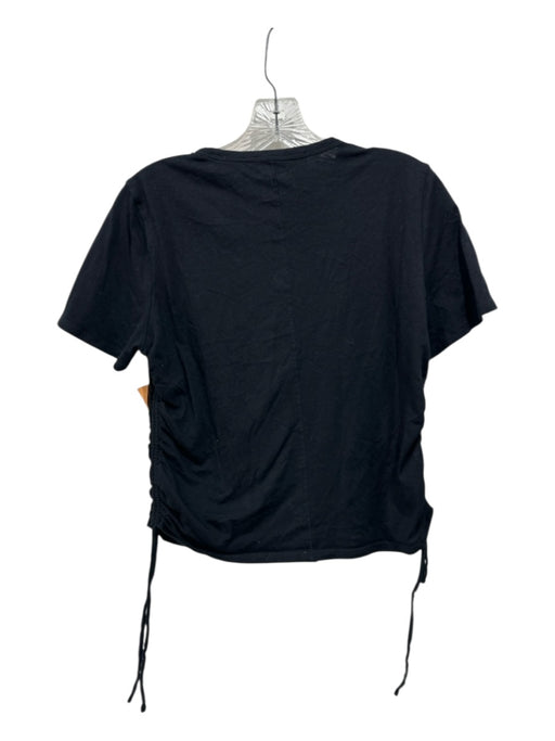 Veronica Beard Jeans Size M Black Pima Cotton Short Sleeve Ruched Sides Top Black / M