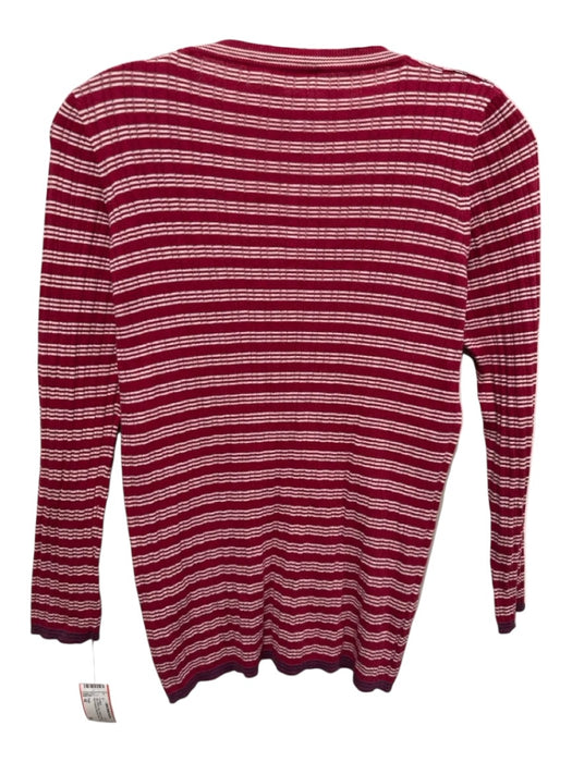Prada Size 42 Red, White & Blue Cotton & Cashmere Knit Puckered V Neck Cardigan Red, White & Blue / 42