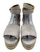 Chloe Shoe Size 37 Gray & Tan Suede Raffia Base Platform Scallop Detail Sandals Gray & Tan / 37