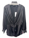 Theory Size 8 Black Triacetate Twist Front Deep V Long Sleeve Top Black / 8