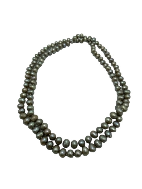 Gray Blue Pearl Necklace Gray Blue