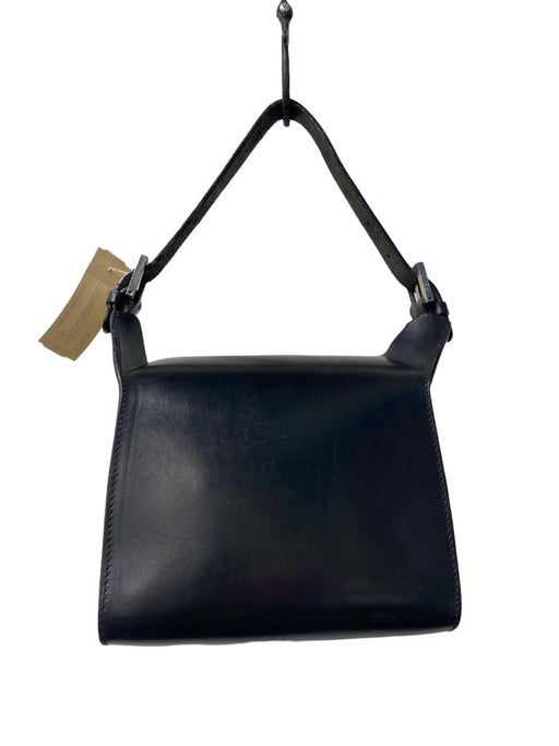 Fendi Black Leather Hard shell 1 strap Silver Buckle Boxy Bag Black / Small