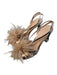 AD & Daughters Shoe Size 8.5 Rose Gold Leather Feathers Open Toe High Heel Shoes Rose Gold / 8.5