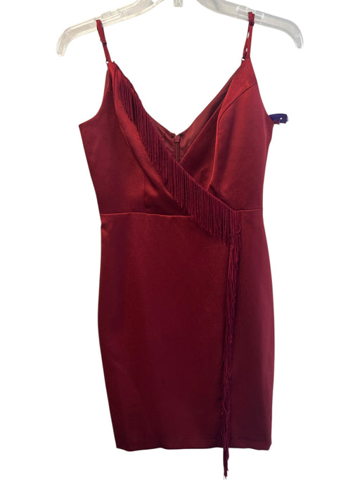 Aidan Mattox Size 0 Cranberry Polyester Blend Adjustable Spaghetti Straps Dress Cranberry / 0