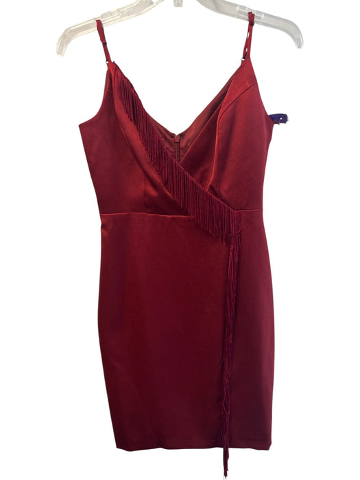 Aidan Mattox Size 0 Cranberry Polyester Blend Adjustable Spaghetti Straps Dress Cranberry / 0