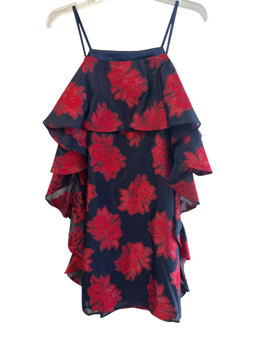Badgley Mischka Size 12 Red & Navy Polyester Blend Spaghetti Strap lined Dress Red & Navy / 12