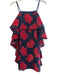 Badgley Mischka Size 12 Red & Navy Polyester Blend Spaghetti Strap lined Dress Red & Navy / 12