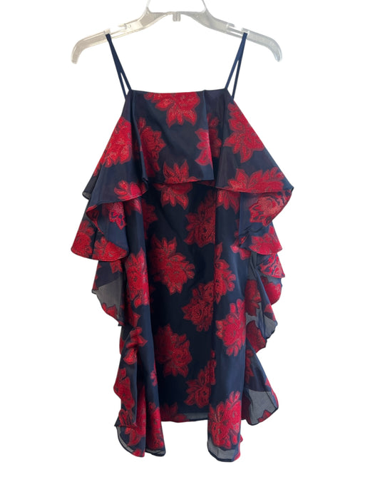 Badgley Mischka Size 12 Red & Navy Polyester Blend Spaghetti Strap lined Dress Red & Navy / 12