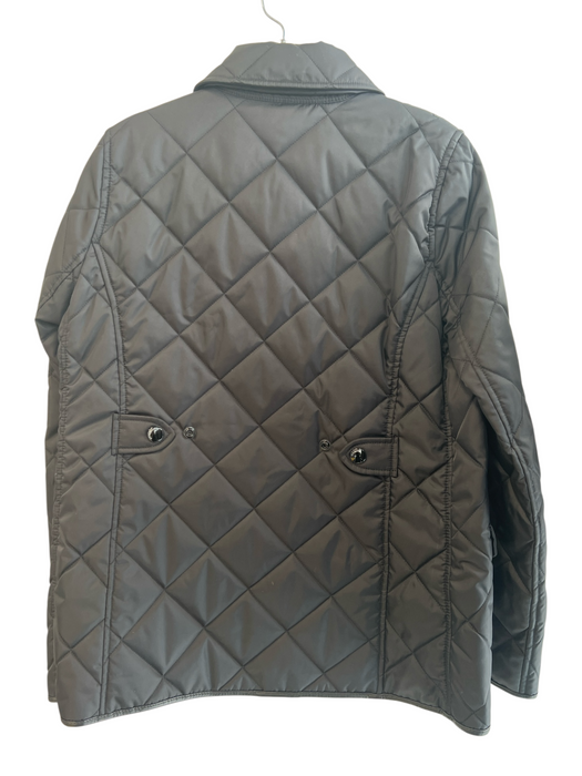Coach Size M Black Polyester Lamb Leather Trim Diamond Quilt Button Up Coat Black / M
